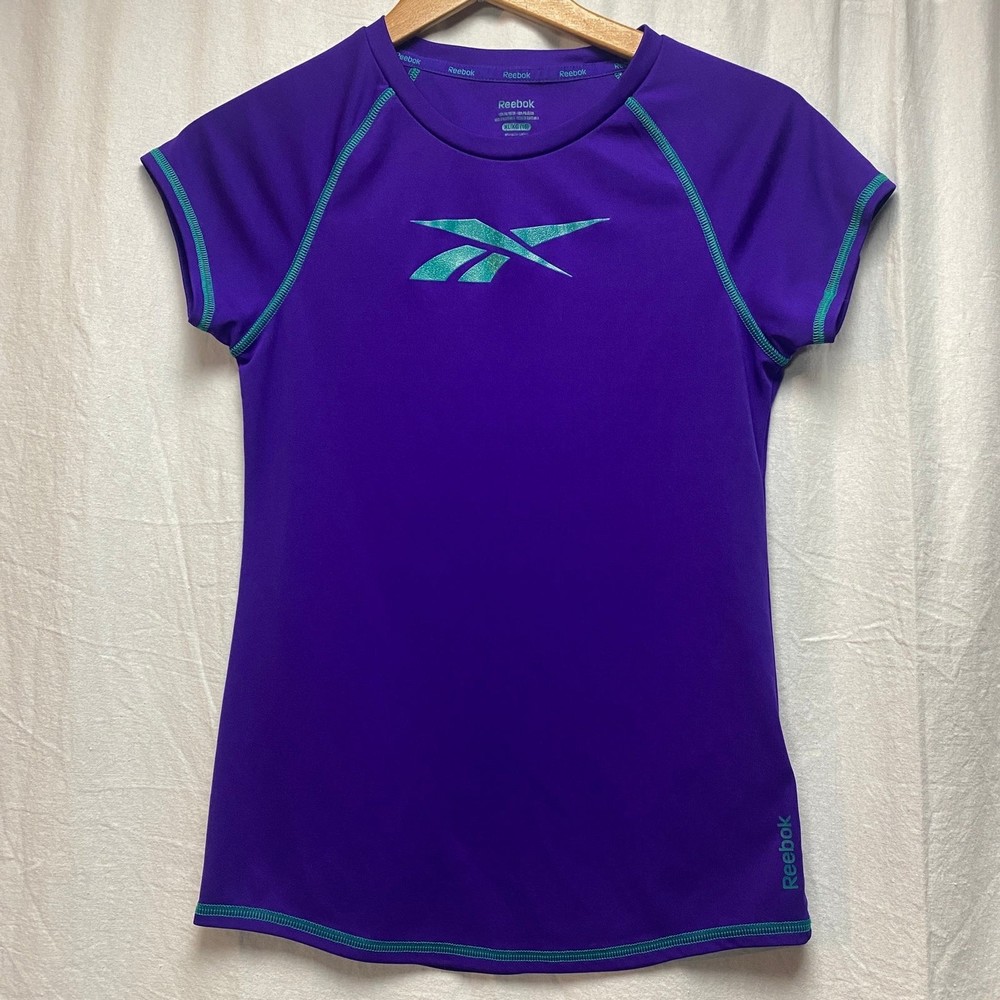 Girls Reebok Activewear Active Athletic Purple & Teal Shirt Tee Top